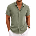 Camisa de hombre talla M verde de tejido texturizado - manga corta informal