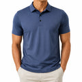 Polo de hombre talla M azul marino de tejido liso de manga corta estilo casual