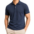 Polo de hombre talla L de tejido piqué azul marino de manga corta casual